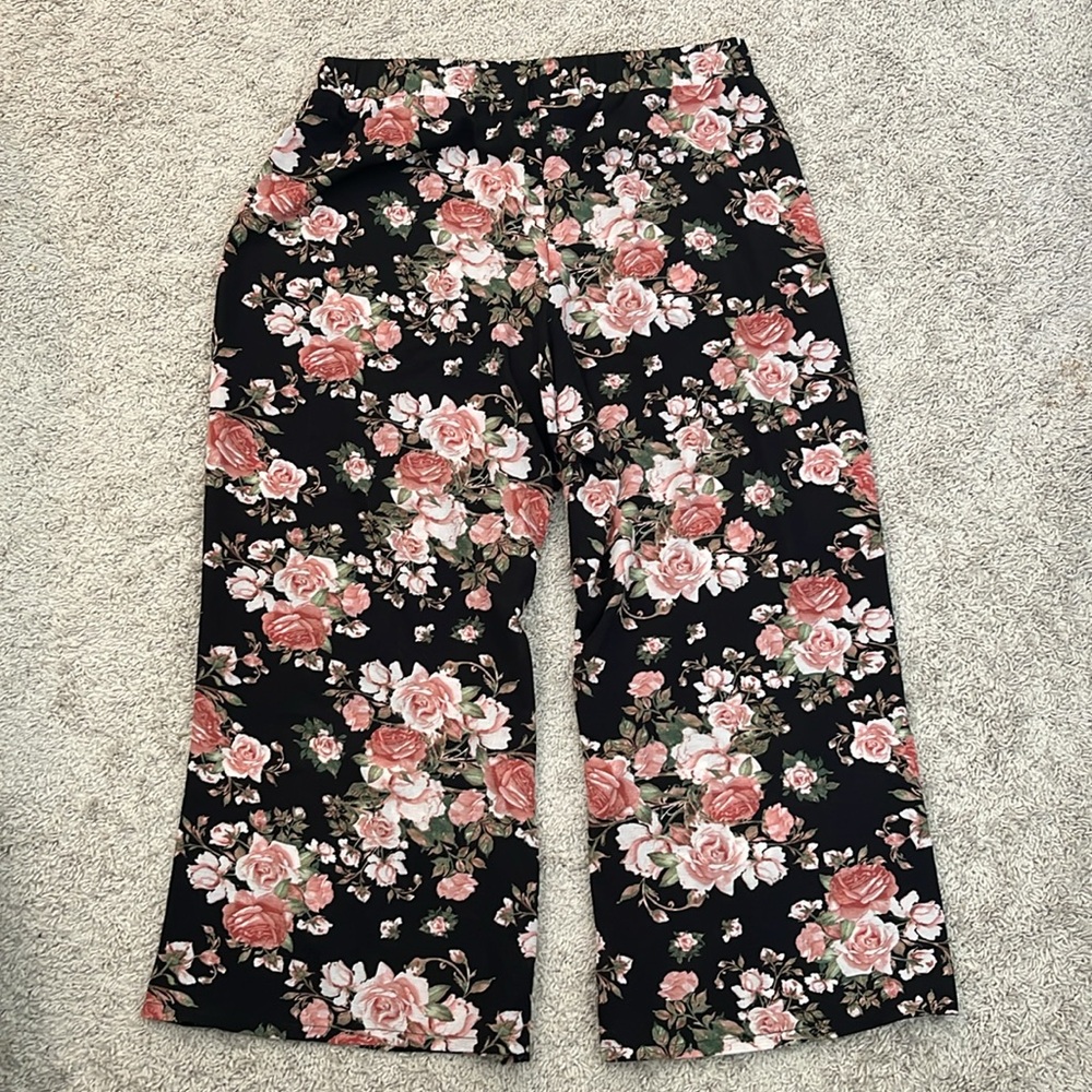 Double Click Wide Leg Floral Pants